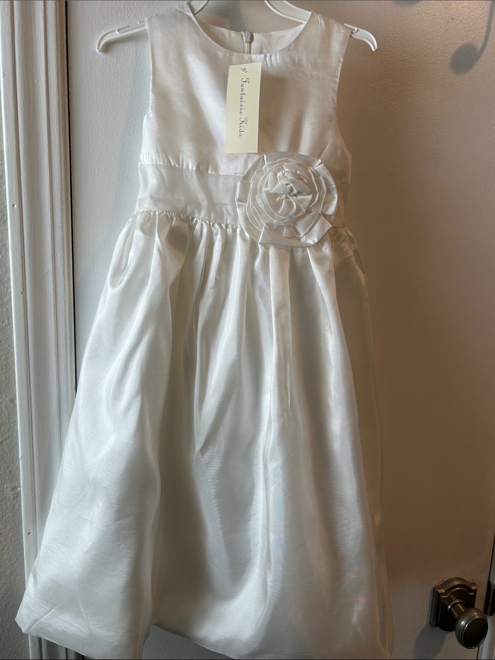 Fantasie Ivory Satin Flower-Appliqué Girls' Dress